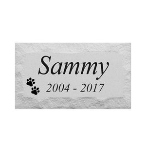 Personalized Pet Memorial Headstone Grave Marker for cats and dogs. 9" x 15" Chiseled Style Block. Engraved. Pre-cast Stone